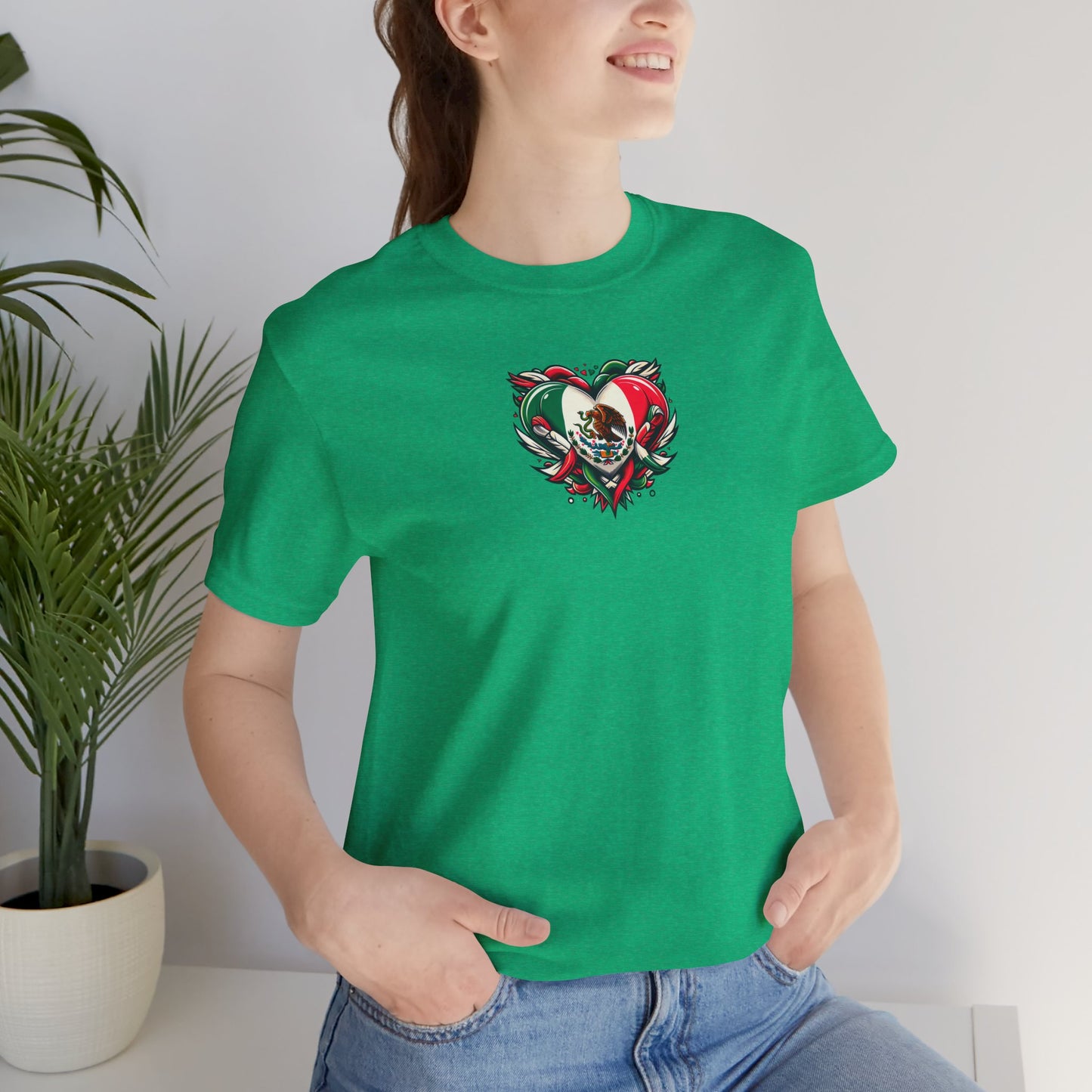 MEXICO heart flag, Love Heart Graphic Unisex Jersey Tee - Perfect for Holidays & Celebrations
