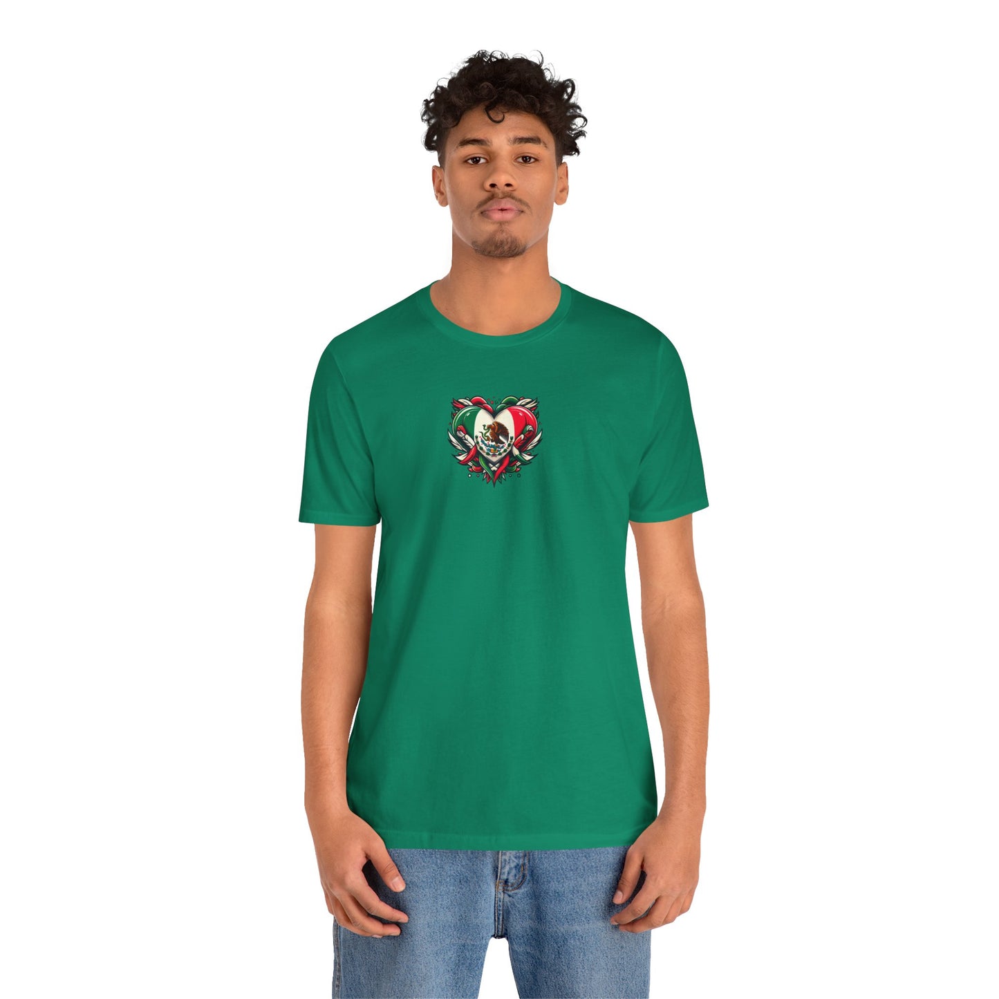 MEXICO heart flag, Love Heart Graphic Unisex Jersey Tee - Perfect for Holidays & Celebrations