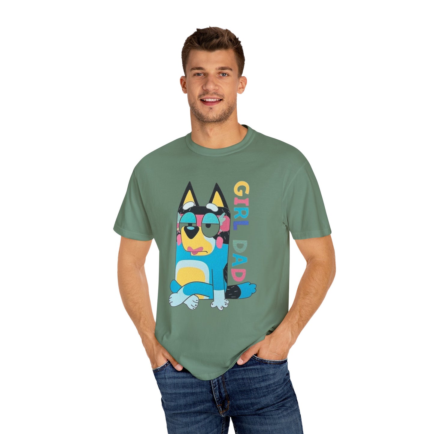 Colorful Girl Dad T-Shirt, Fun Dad Shirt, Unisex Tee for Dads, Cartoon Graphic Tee, Gift for Father's Day, Casual Wear