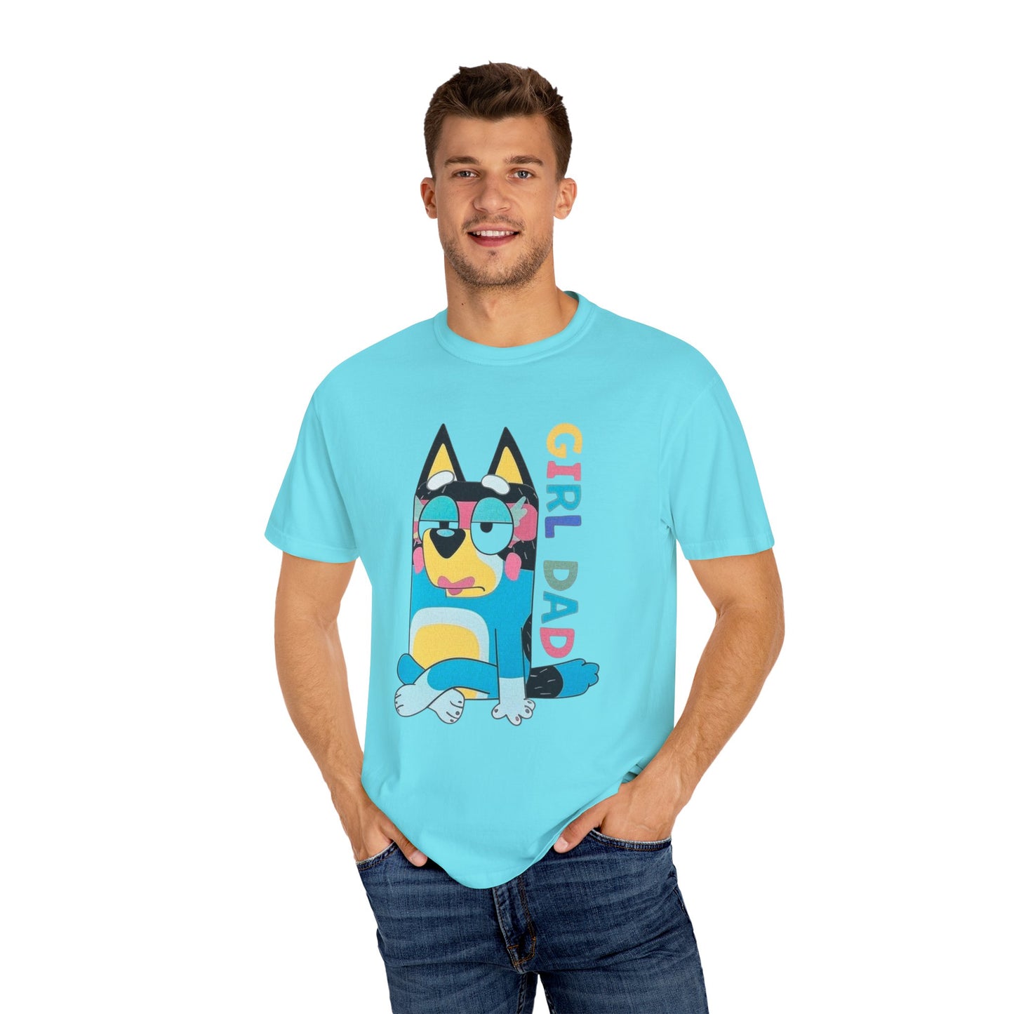 Colorful Girl Dad T-Shirt, Fun Dad Shirt, Unisex Tee for Dads, Cartoon Graphic Tee, Gift for Father's Day, Casual Wear