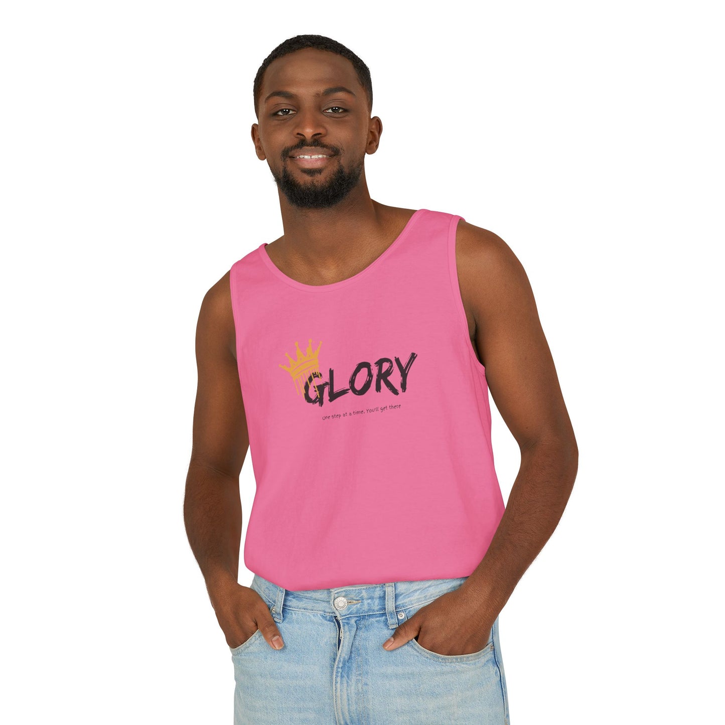 Glory Tank Top, Unisex Tank Top, Casual Summer Wear, Confidence Booster, Vacation Essential, Gift for Sports Lovers