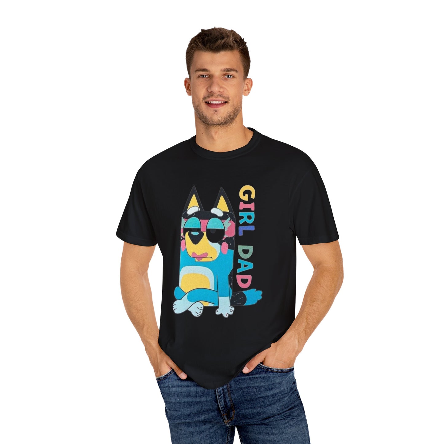 Colorful Girl Dad T-Shirt, Fun Dad Shirt, Unisex Tee for Dads, Cartoon Graphic Tee, Gift for Father's Day, Casual Wear