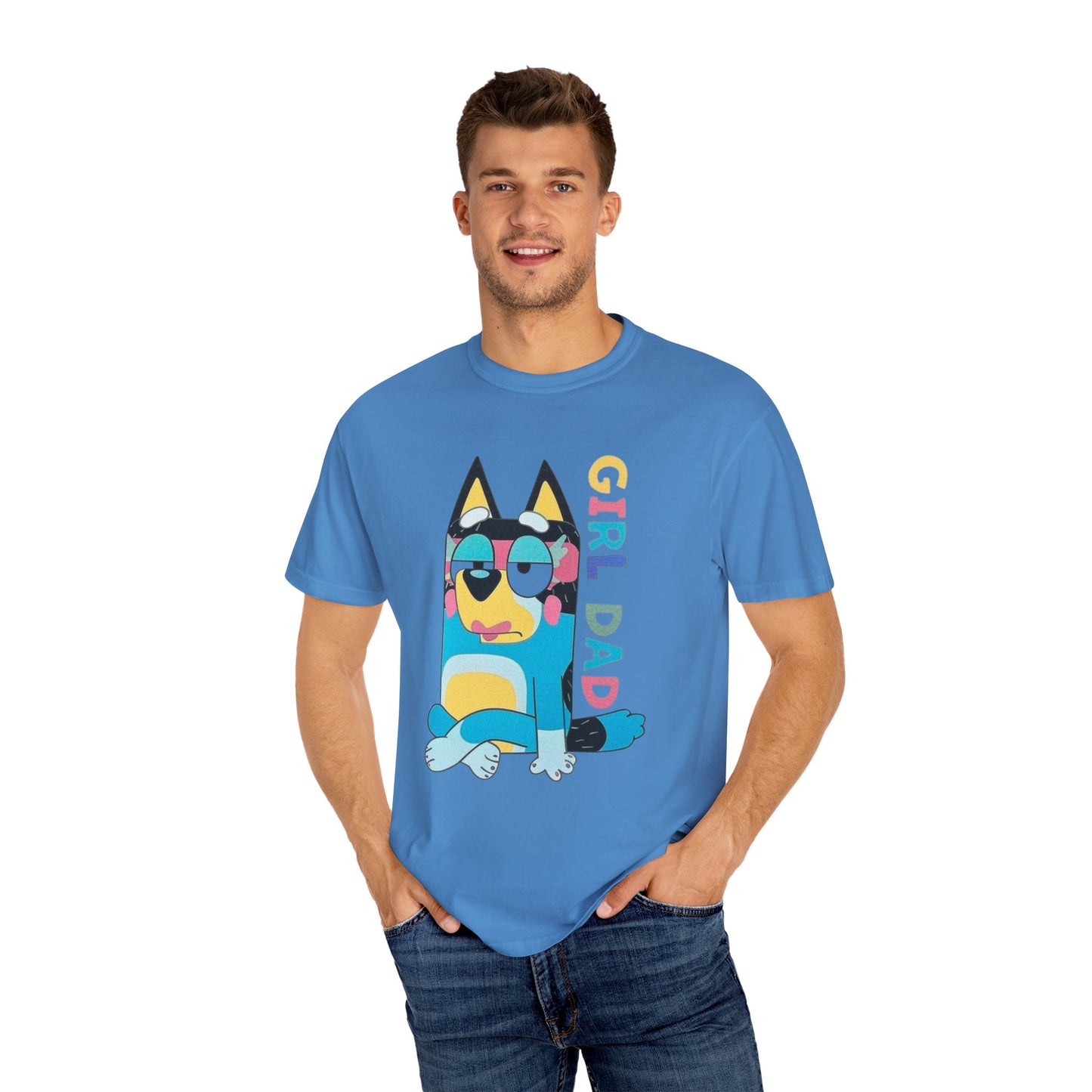 Colorful Girl Dad T-Shirt, Fun Dad Shirt, Unisex Tee for Dads, Cartoon Graphic Tee, Gift for Father's Day, Casual Wear