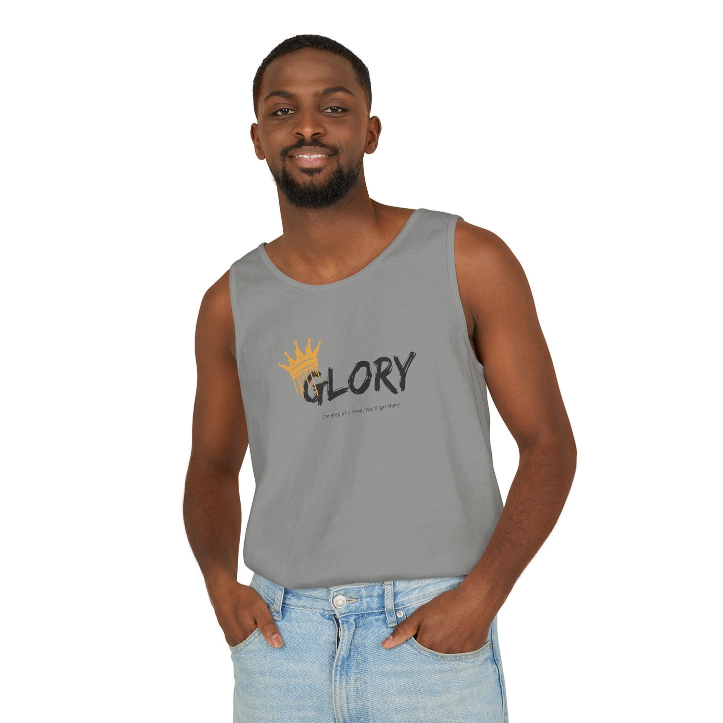 Glory Tank Top, Unisex Tank Top, Casual Summer Wear, Confidence Booster, Vacation Essential, Gift for Sports Lovers