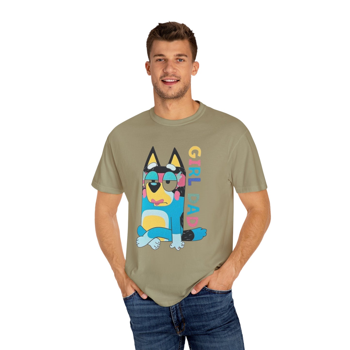 Colorful Girl Dad T-Shirt, Fun Dad Shirt, Unisex Tee for Dads, Cartoon Graphic Tee, Gift for Father's Day, Casual Wear