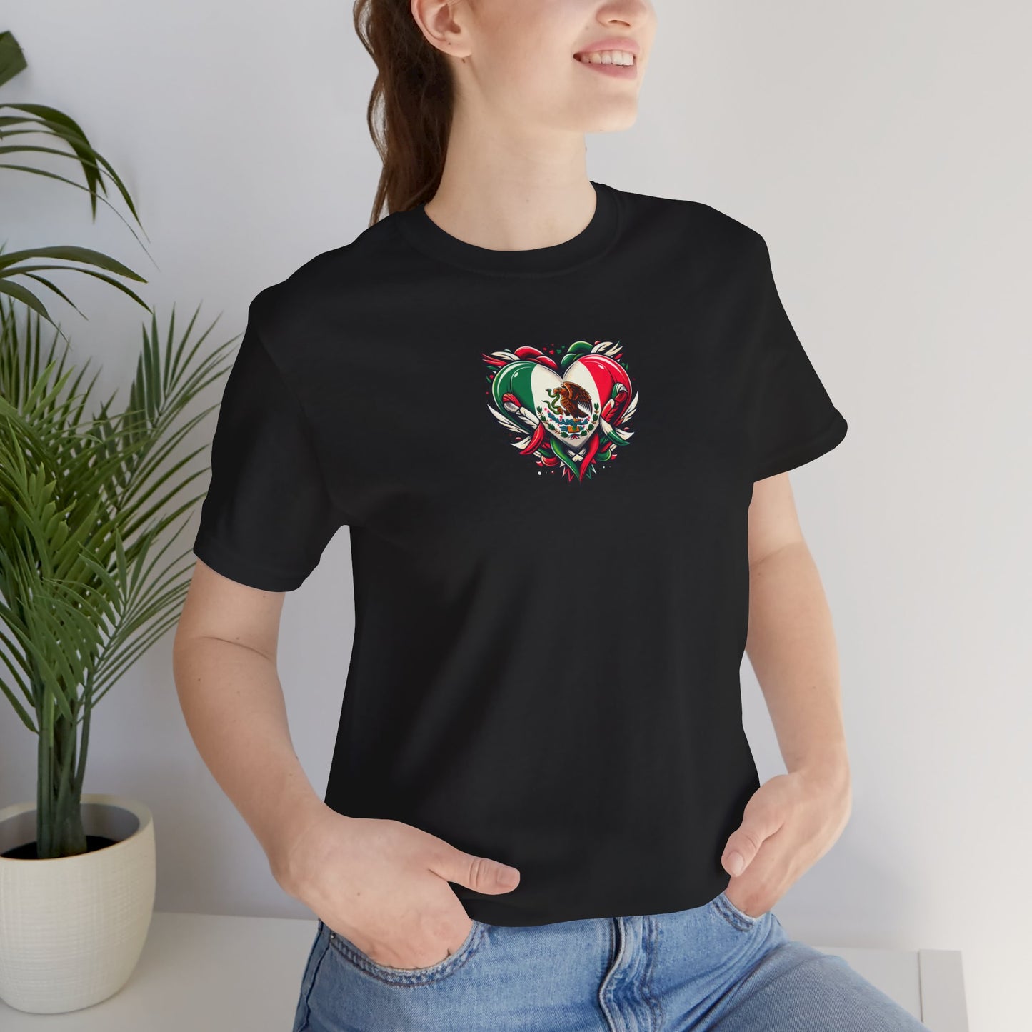 MEXICO heart flag, Love Heart Graphic Unisex Jersey Tee - Perfect for Holidays & Celebrations