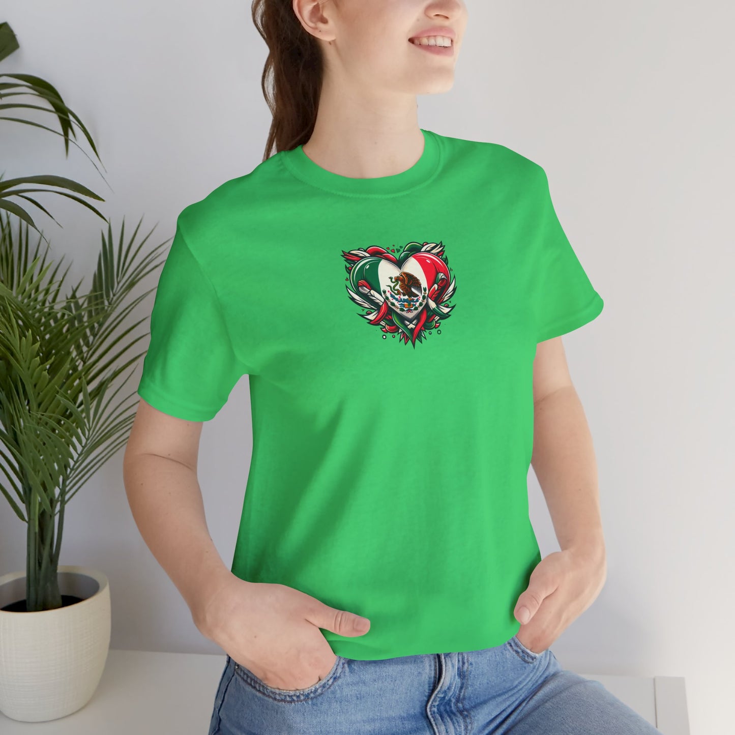 MEXICO heart flag, Love Heart Graphic Unisex Jersey Tee - Perfect for Holidays & Celebrations