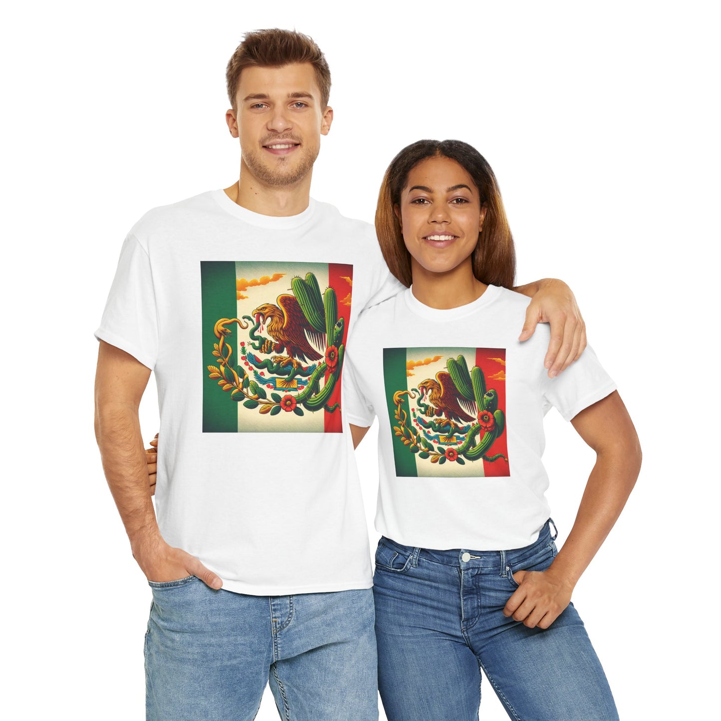 Unisex Heavy Cotton Tee, Mexico Flag