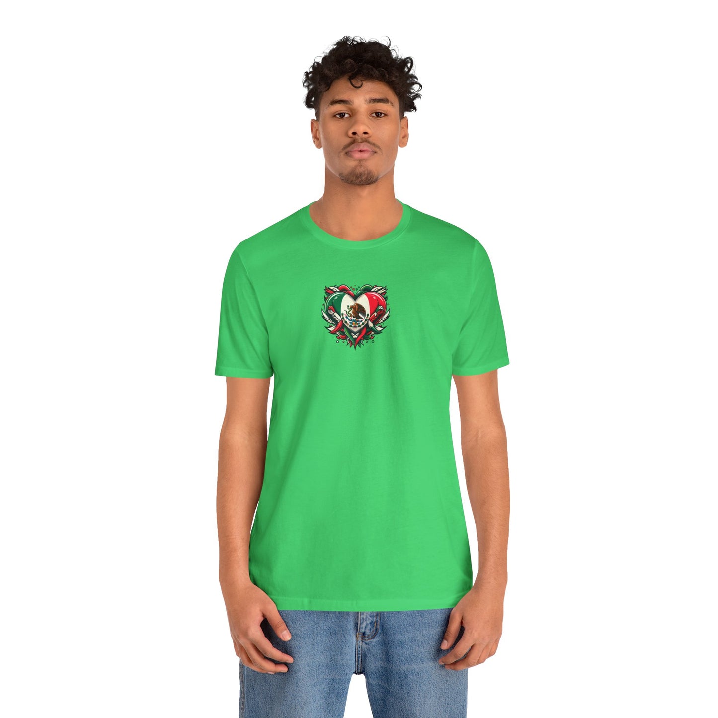 MEXICO heart flag, Love Heart Graphic Unisex Jersey Tee - Perfect for Holidays & Celebrations