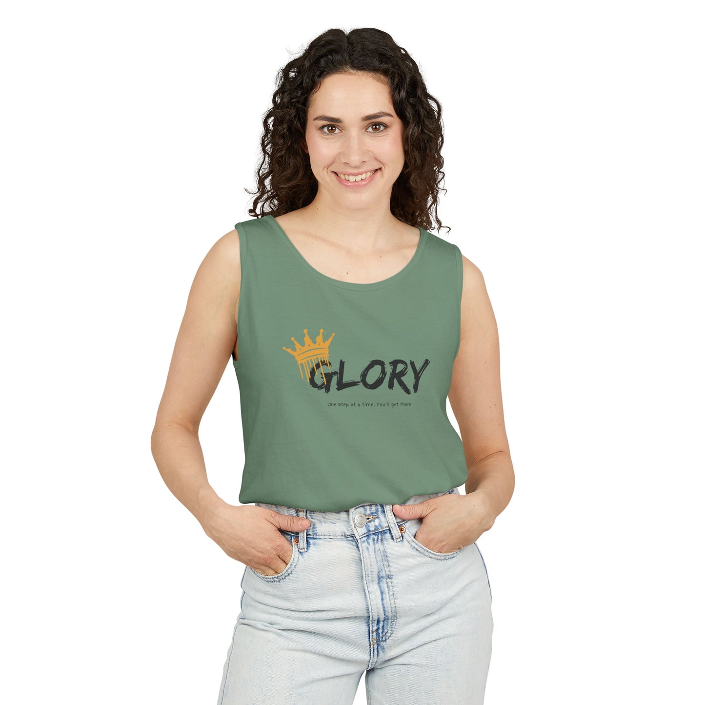 Glory Tank Top, Unisex Tank Top, Casual Summer Wear, Confidence Booster, Vacation Essential, Gift for Sports Lovers