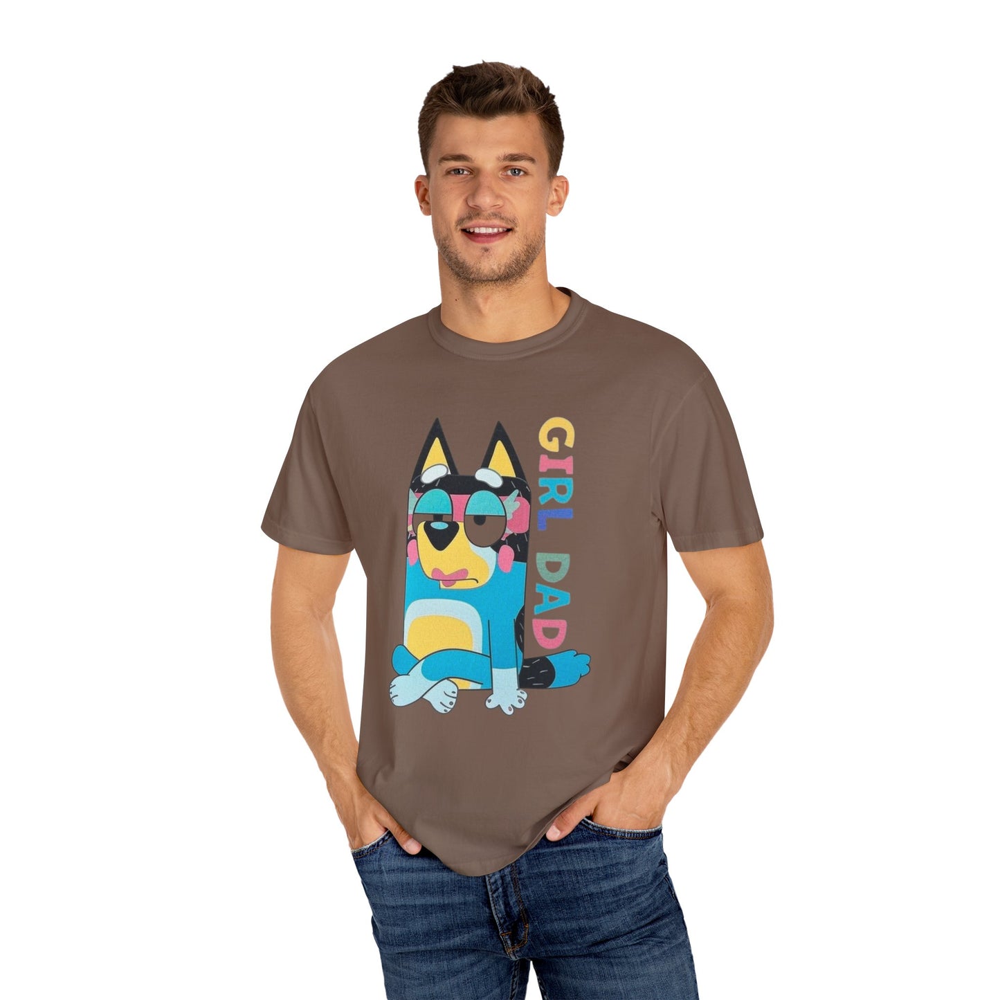 Colorful Girl Dad T-Shirt, Fun Dad Shirt, Unisex Tee for Dads, Cartoon Graphic Tee, Gift for Father's Day, Casual Wear