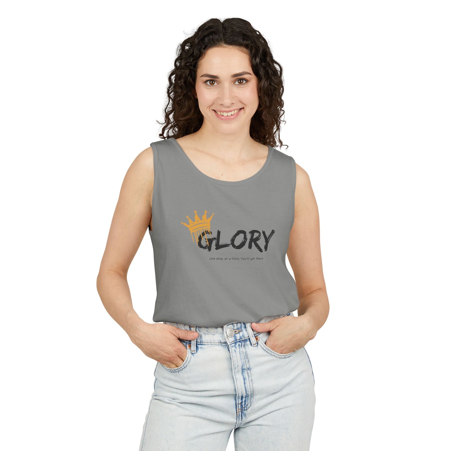 Glory Tank Top, Unisex Tank Top, Casual Summer Wear, Confidence Booster, Vacation Essential, Gift for Sports Lovers