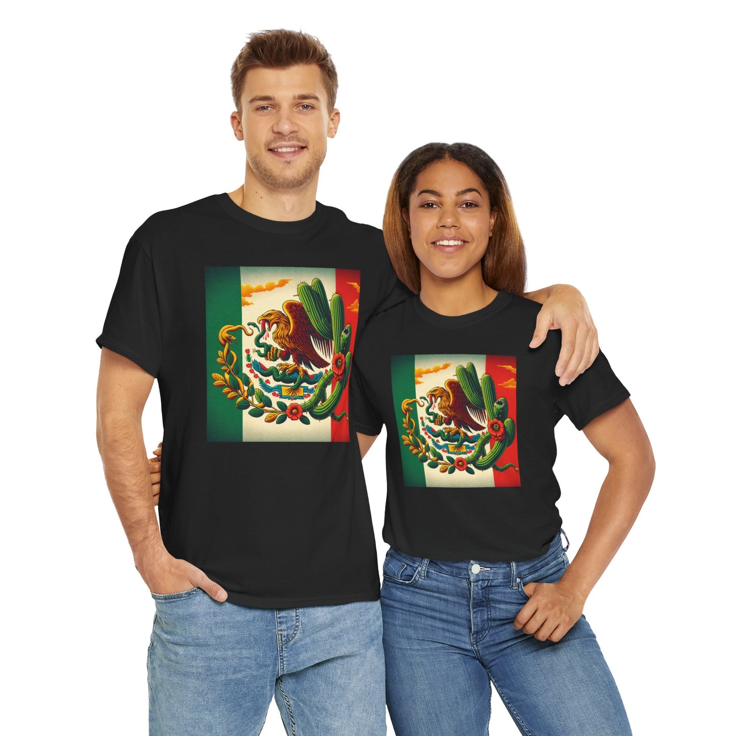 Unisex Heavy Cotton Tee, Mexico Flag
