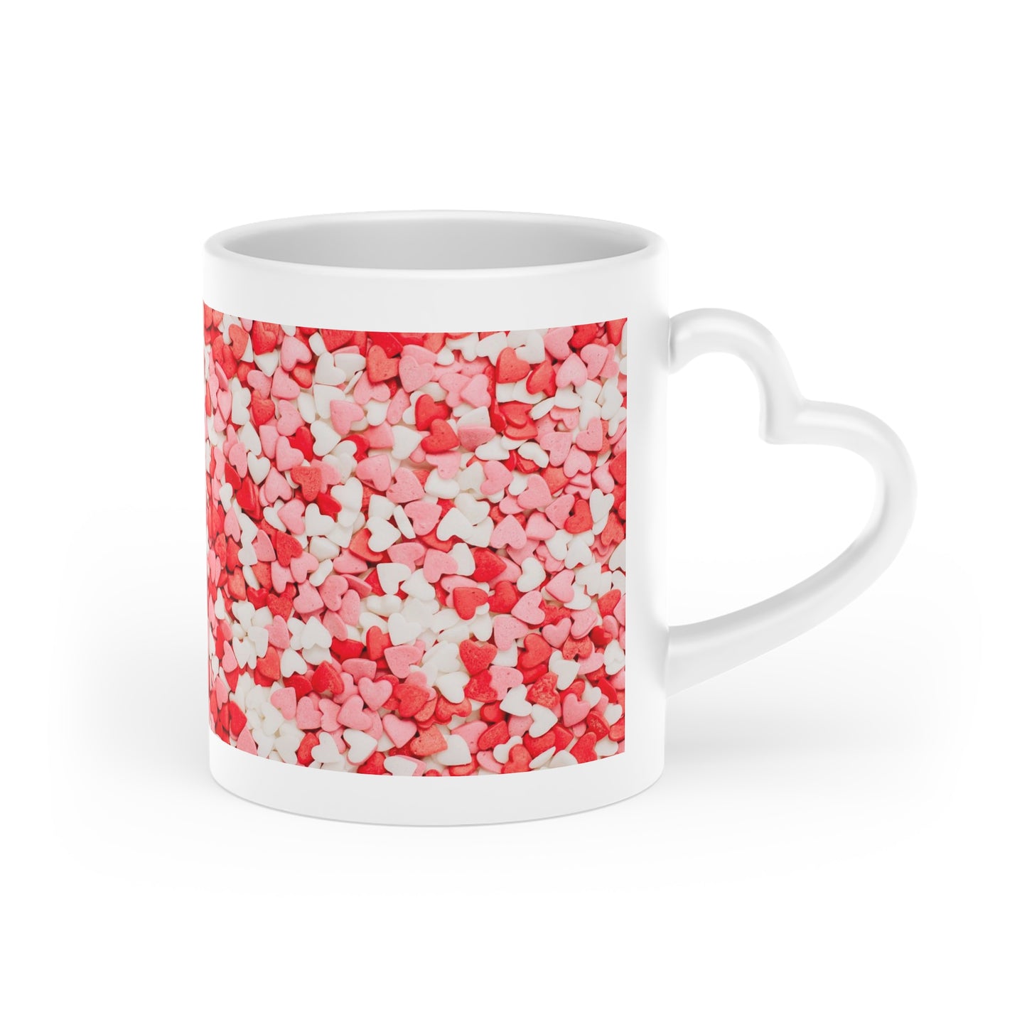 Heart-Shaped Mug, mug with lid and spoon, heart handle Sublimation mug