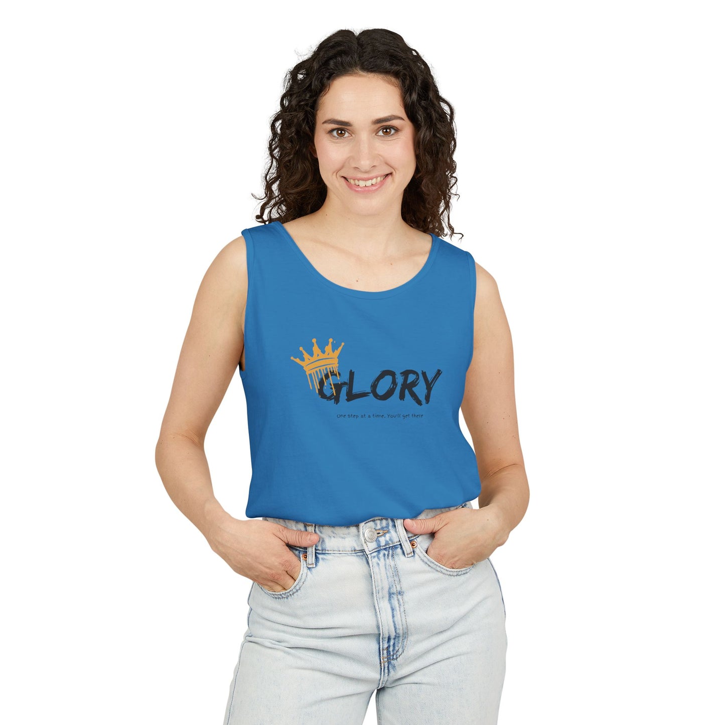 Glory Tank Top, Unisex Tank Top, Casual Summer Wear, Confidence Booster, Vacation Essential, Gift for Sports Lovers