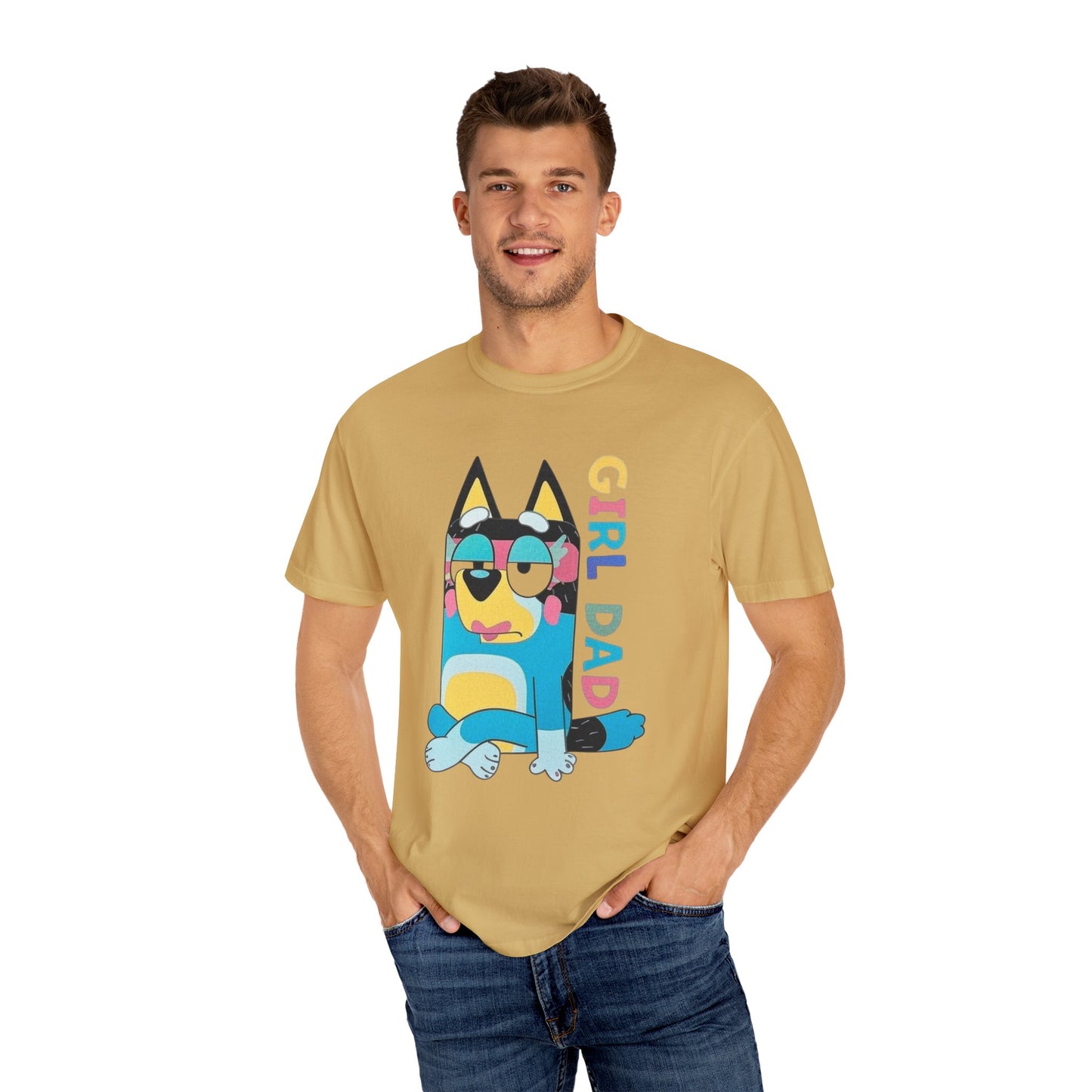 Colorful Girl Dad T-Shirt, Fun Dad Shirt, Unisex Tee for Dads, Cartoon Graphic Tee, Gift for Father's Day, Casual Wear