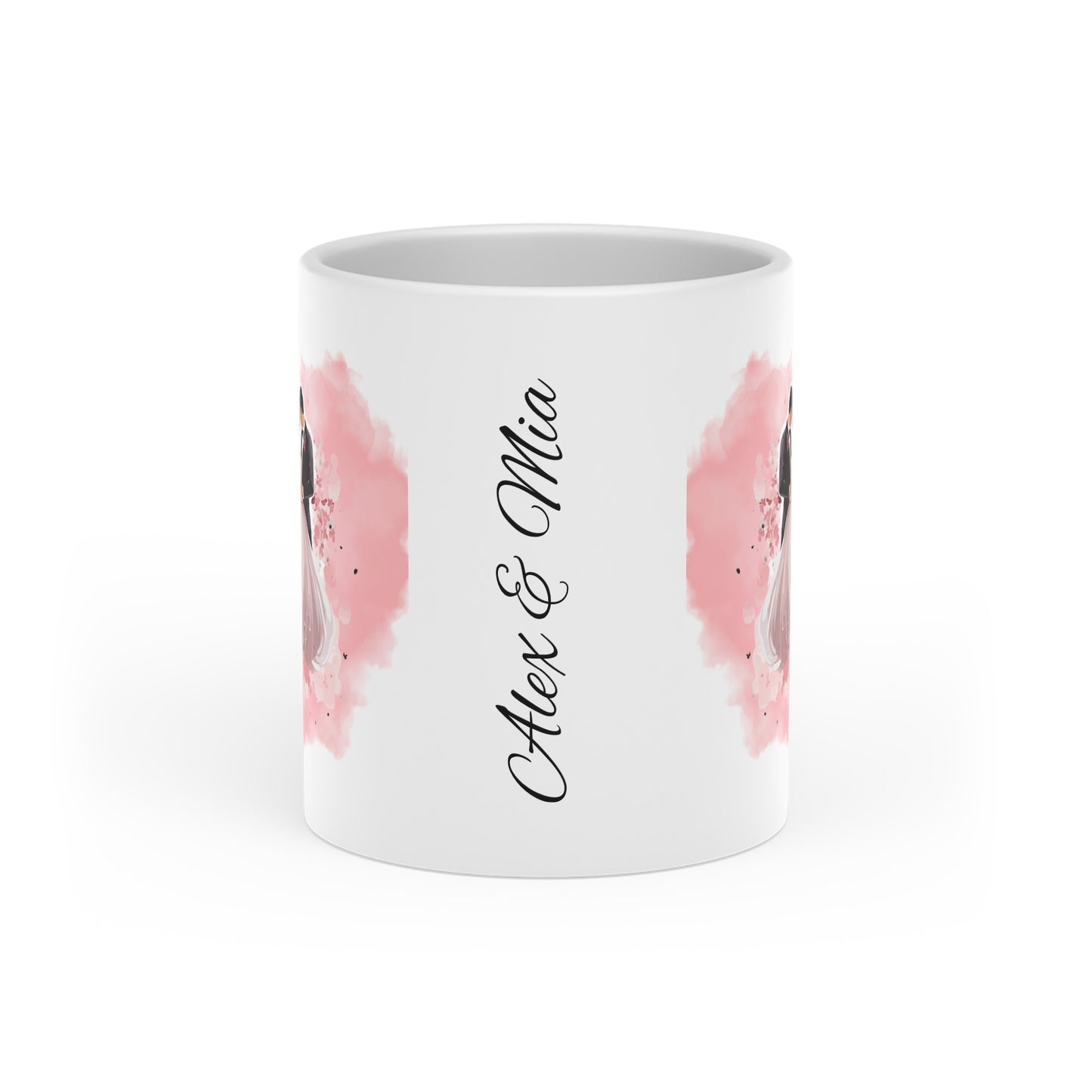 Couples Wedding mug, Sublimation mug with lid and spoon, heart handle