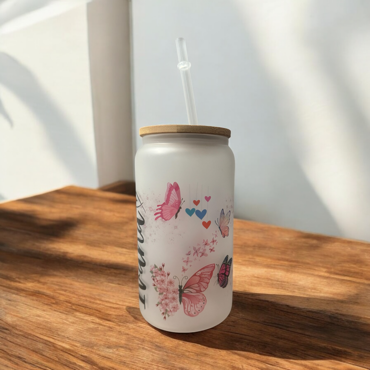 Custom name Gift box, sublimation frosted glass cup 16oz, Iced coffee is my love language. Just for you