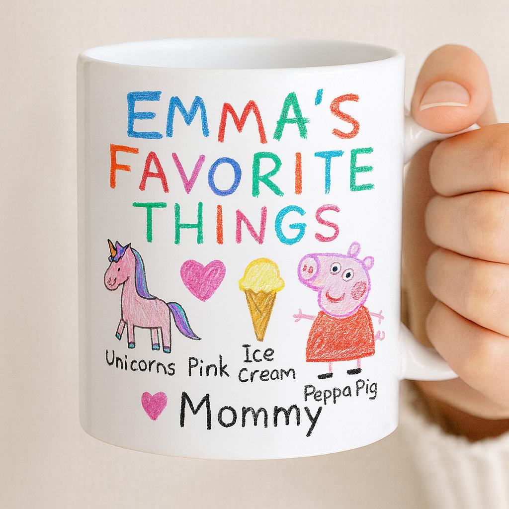 Custom Kids Artwork Mug – Upload Your Child’s Drawing, Personalized Gift for Mom, Dad, Grandma, Sublimation Coffee Cup