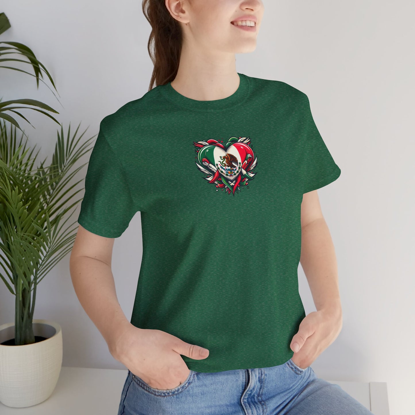 MEXICO heart flag, Love Heart Graphic Unisex Jersey Tee - Perfect for Holidays & Celebrations