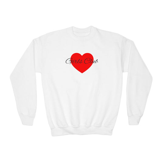 Kids Heart Design Sweatshirt- Cozy Crewneck for Everyday Wear, Girls Club