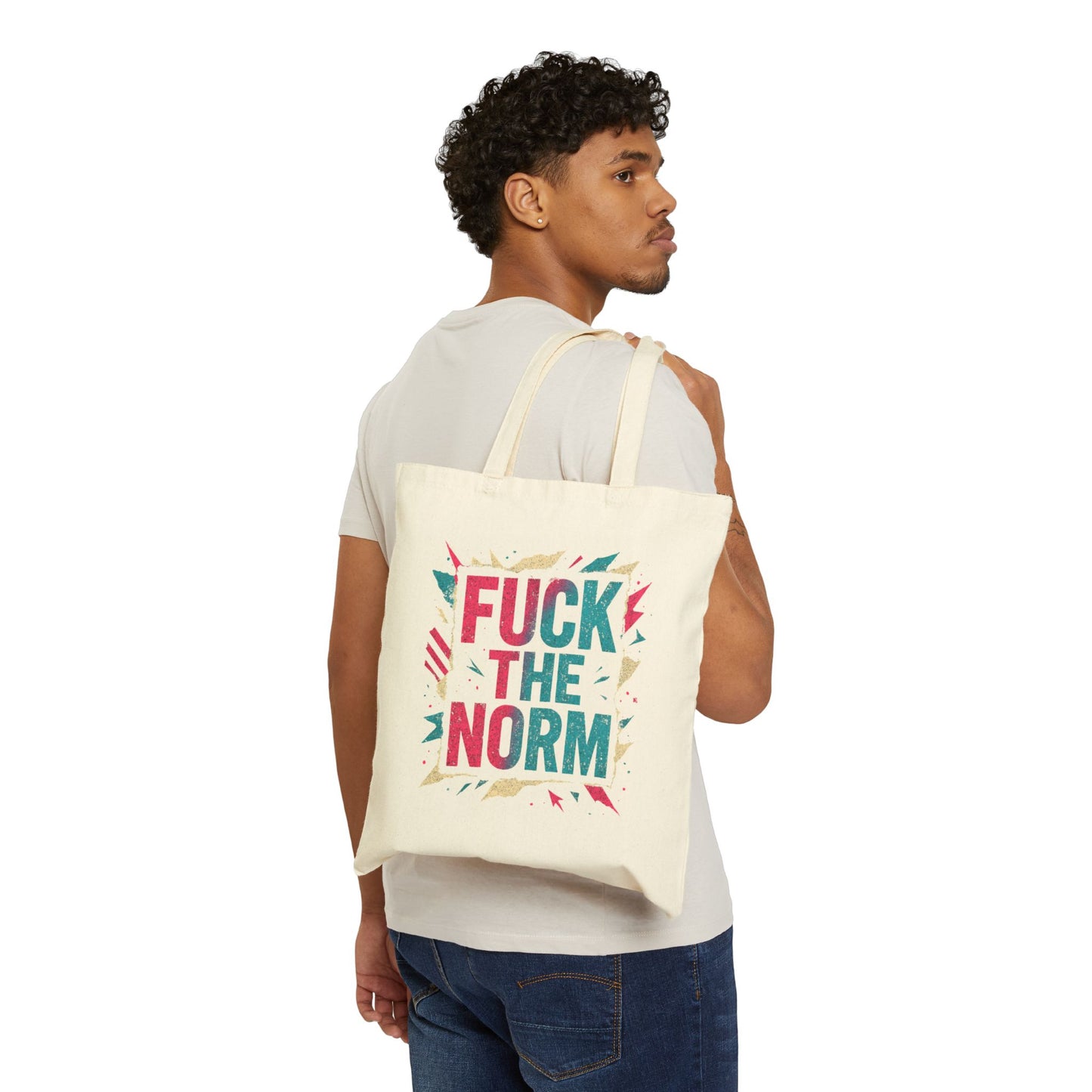 Tote Bag — "Fuck the Norm" Graphic Canvas Tote, Bold Activist Reusable Shopper