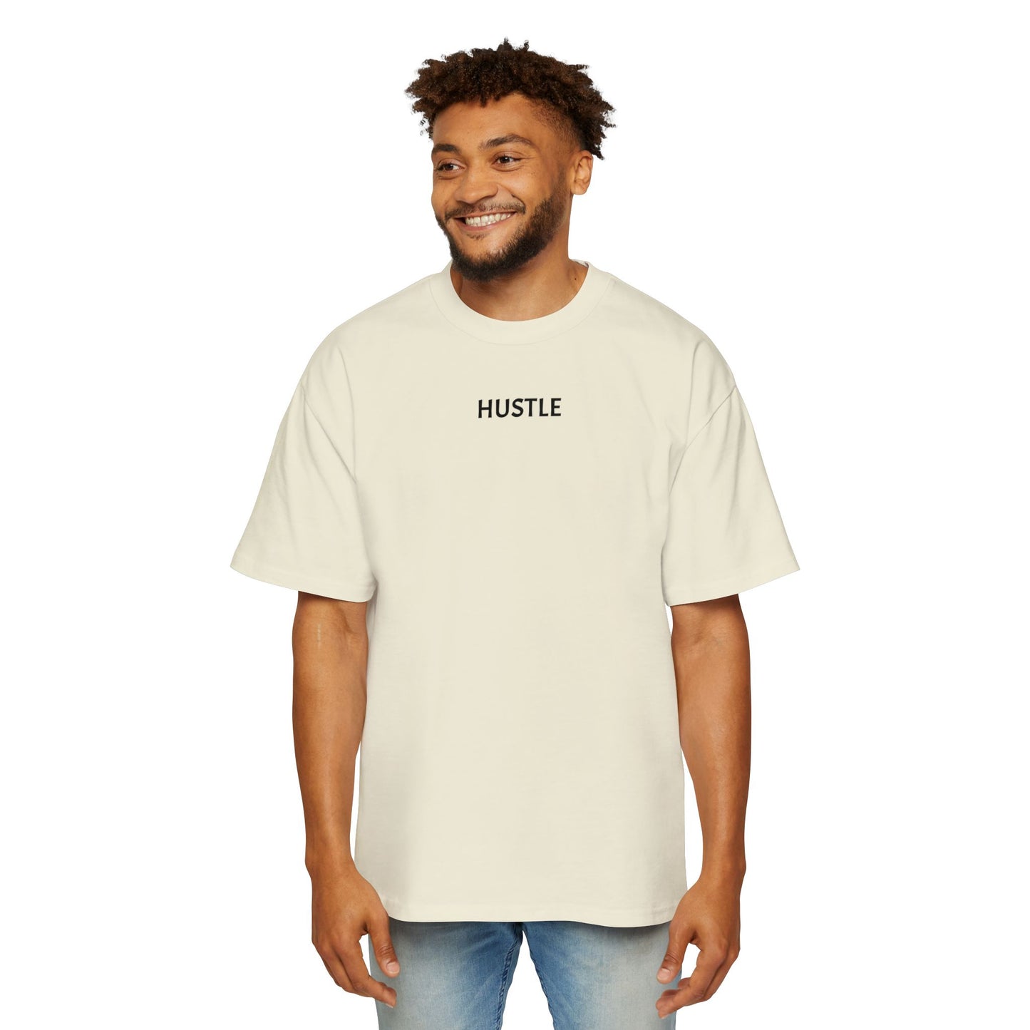 Men's Heavy Oversized Tee - Hustle Graphic T-Shirt for Comfort and Style