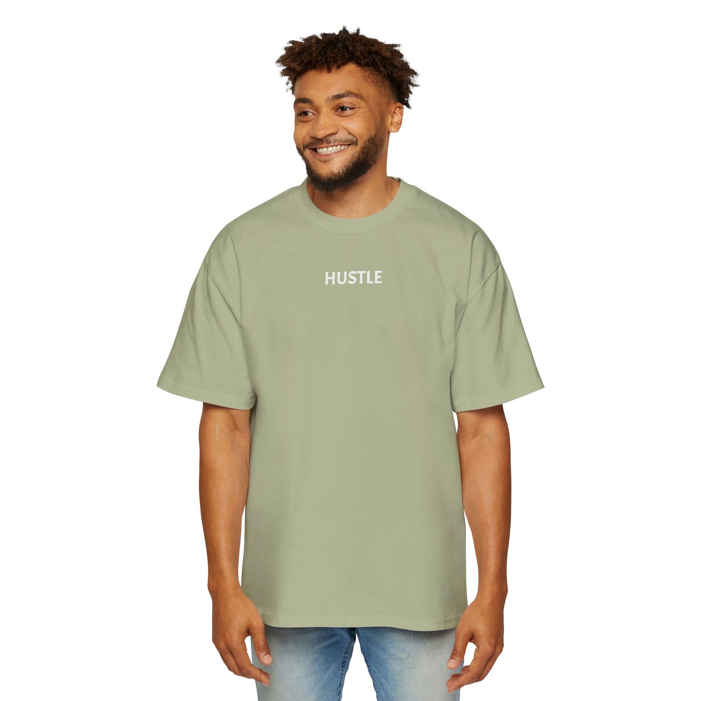 Men's Heavy Oversized Tee - Hustle Graphic T-Shirt for Comfort and Style