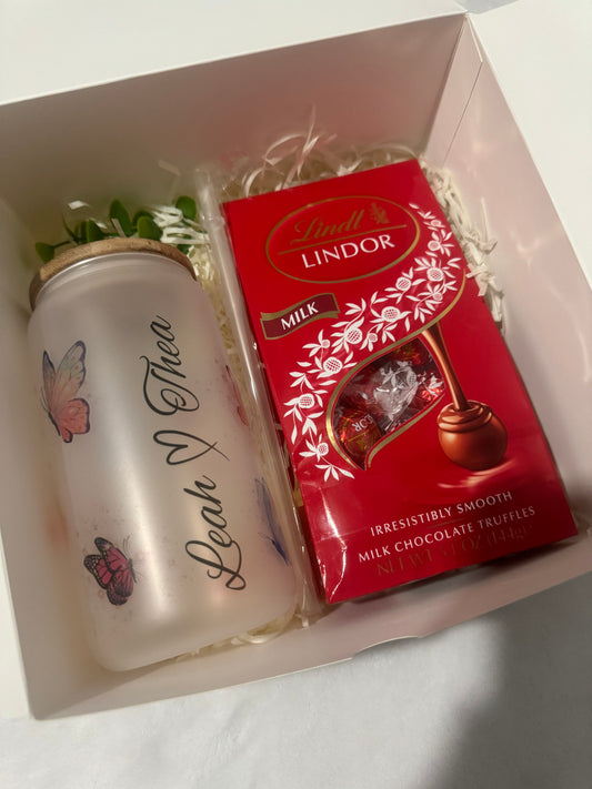 Custom name Gift box, sublimation frosted glass cup 16oz, Iced coffee is my love language. Just for you
