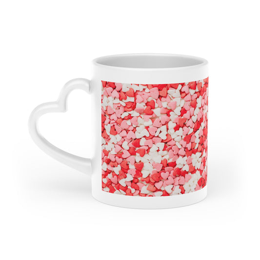 Heart-Shaped Mug, mug with lid and spoon, heart handle Sublimation mug