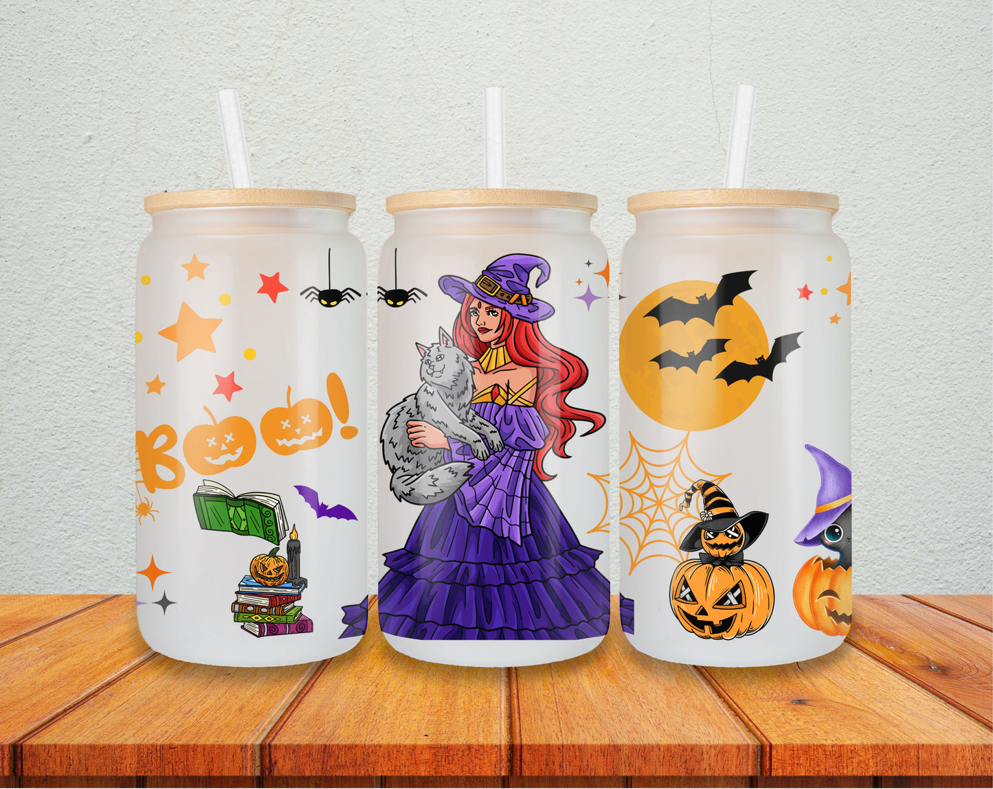Frosted glass cup 16oz, HALLOWEEN, Iced Coffee Cup, Mom iced coffee cup, Glass Tumbler,