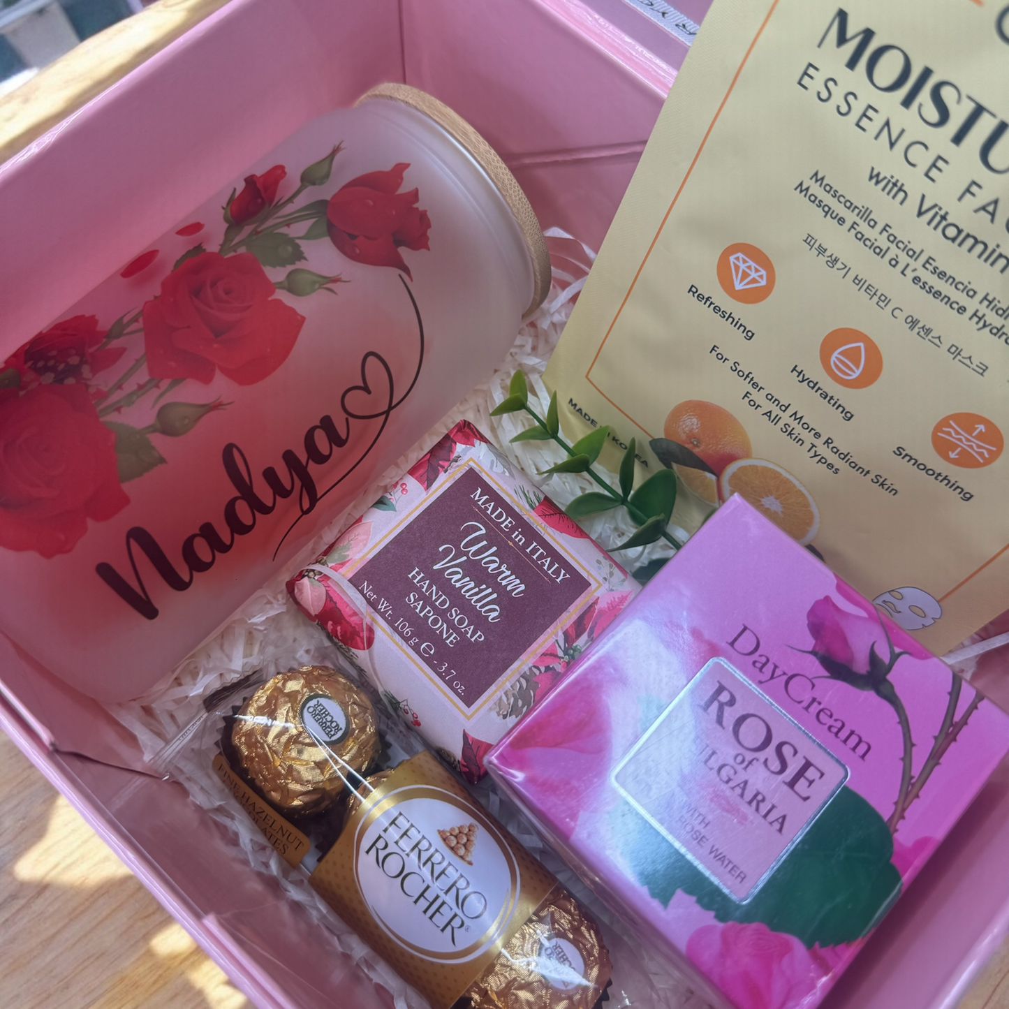Custom name Gift box, sublimation frosted glass cup 16oz, red roses. Just for you
