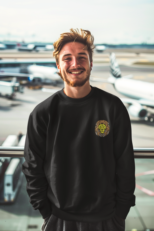 Unisex Embroidered Crewneck Sweatshirt - Cozy and Stylish, Design Lion